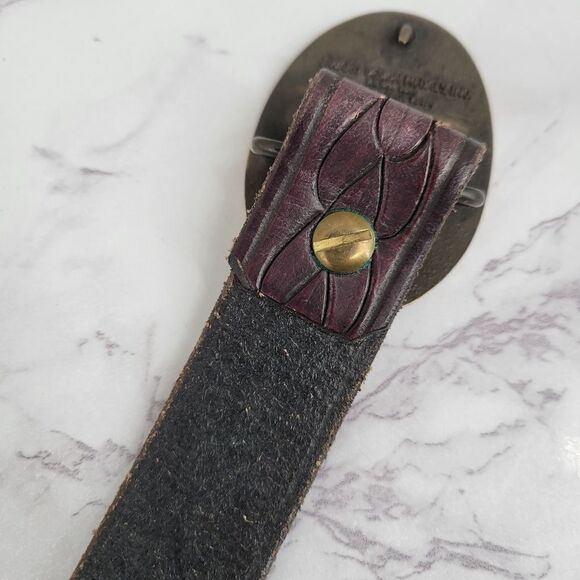 Award Design Medals N Brass Toned Buckle and Tooled Leather Belt - Picture 7 of 10